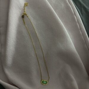 Kendra Scott Gold Necklace with Green Pendant